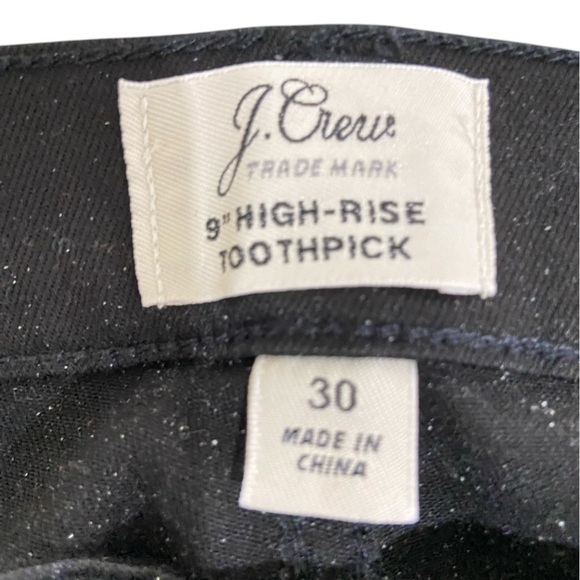 J Crew black 9 inch high rise toothpick stretchy 5 pocket pants size 30 - Picture 4 of 5